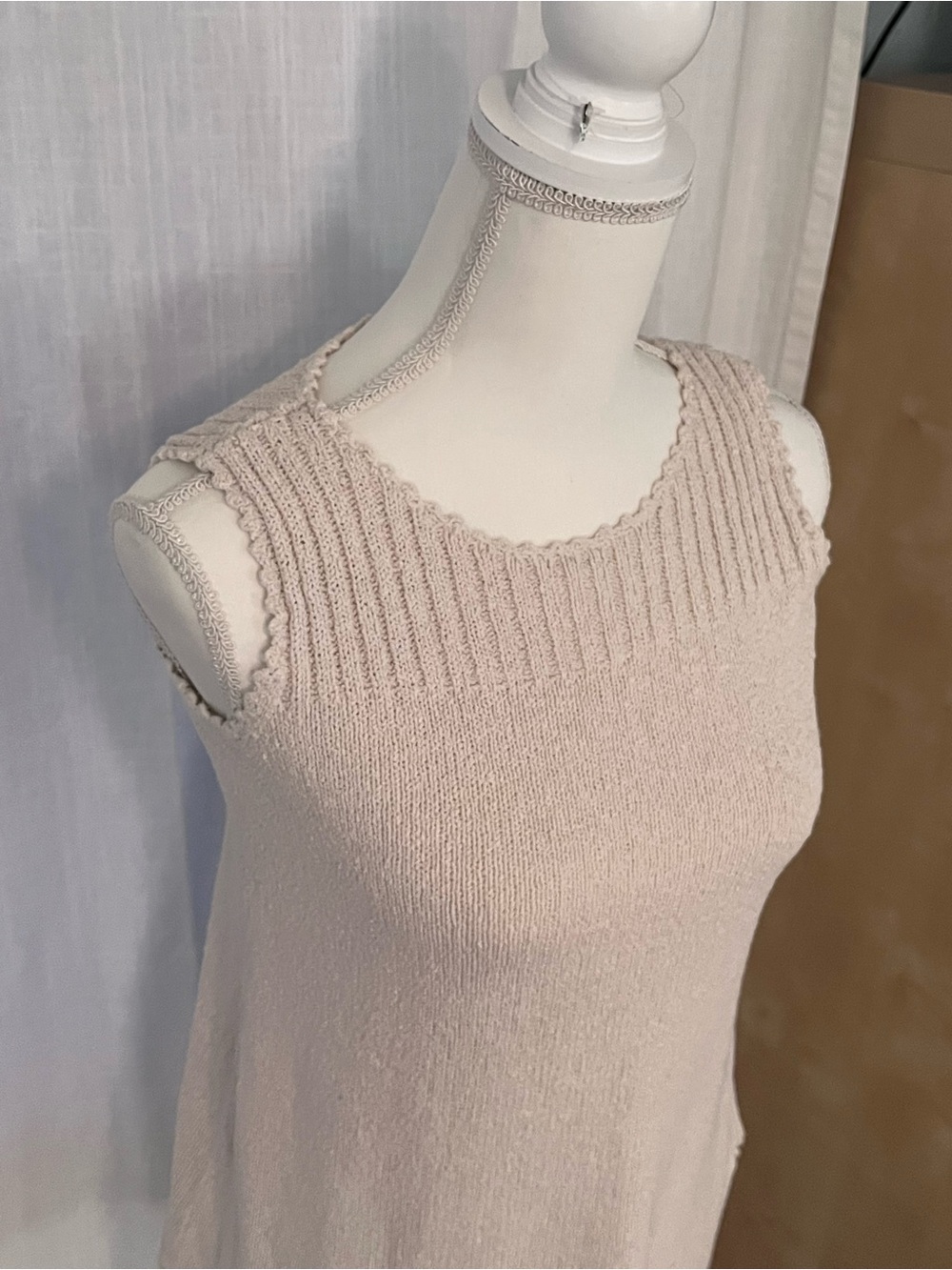 J. Jill Soft Knit Sleeveless Tank Dress in Cream